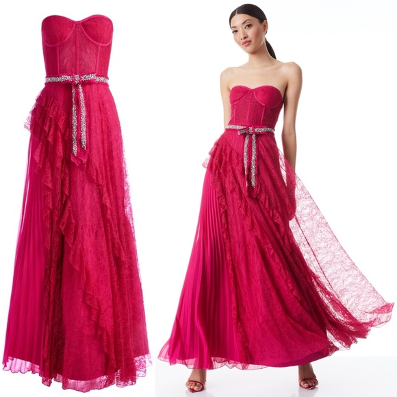 alice and olivia hot pink dress Alice + Olivia Dress Womens 2 Pink Emelia Silk Halter Maxi Dress $795 Wild Pink